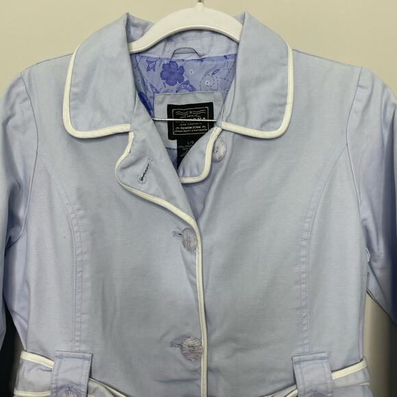 Arizona Jean Co Girls Large Trench Coat Jacket Light Purple Button Up Lined - Picture 5 of 14